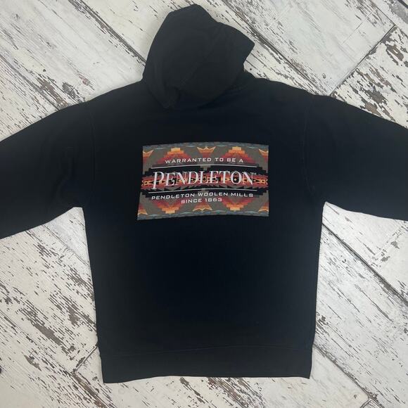 Pendleton Hoodie men’s small black Southwest Aztec design sweatshirt pullover - Picture 2 of 4